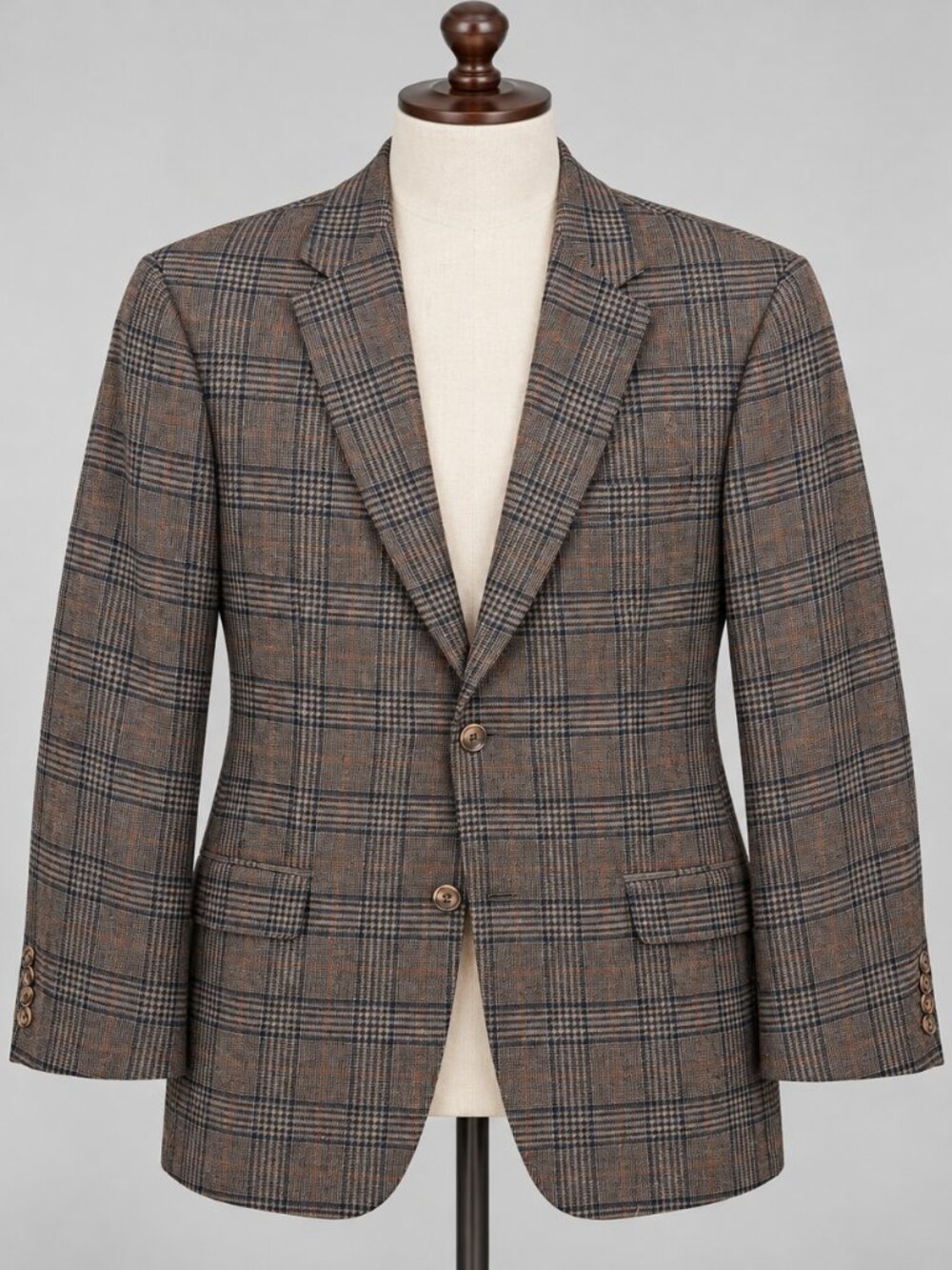 Samuelsohn Blazer Sport Coat Mens 40R Brown Plaid Loro Piana Wool Cashmere Silk